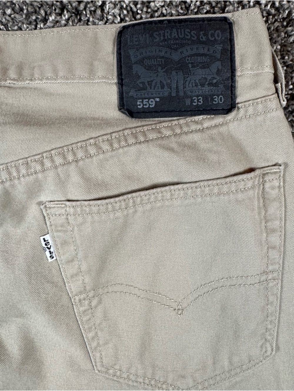 Levis 559 Men’s 33x30 Tan Khaki Straight Leg Mid Rise Jeans Pants 1614